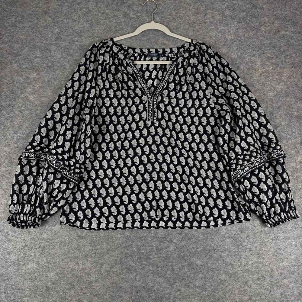 Vineyard Vines Emilia Printed Cotton Modal Blouse Long Sleeve Womens Medium M